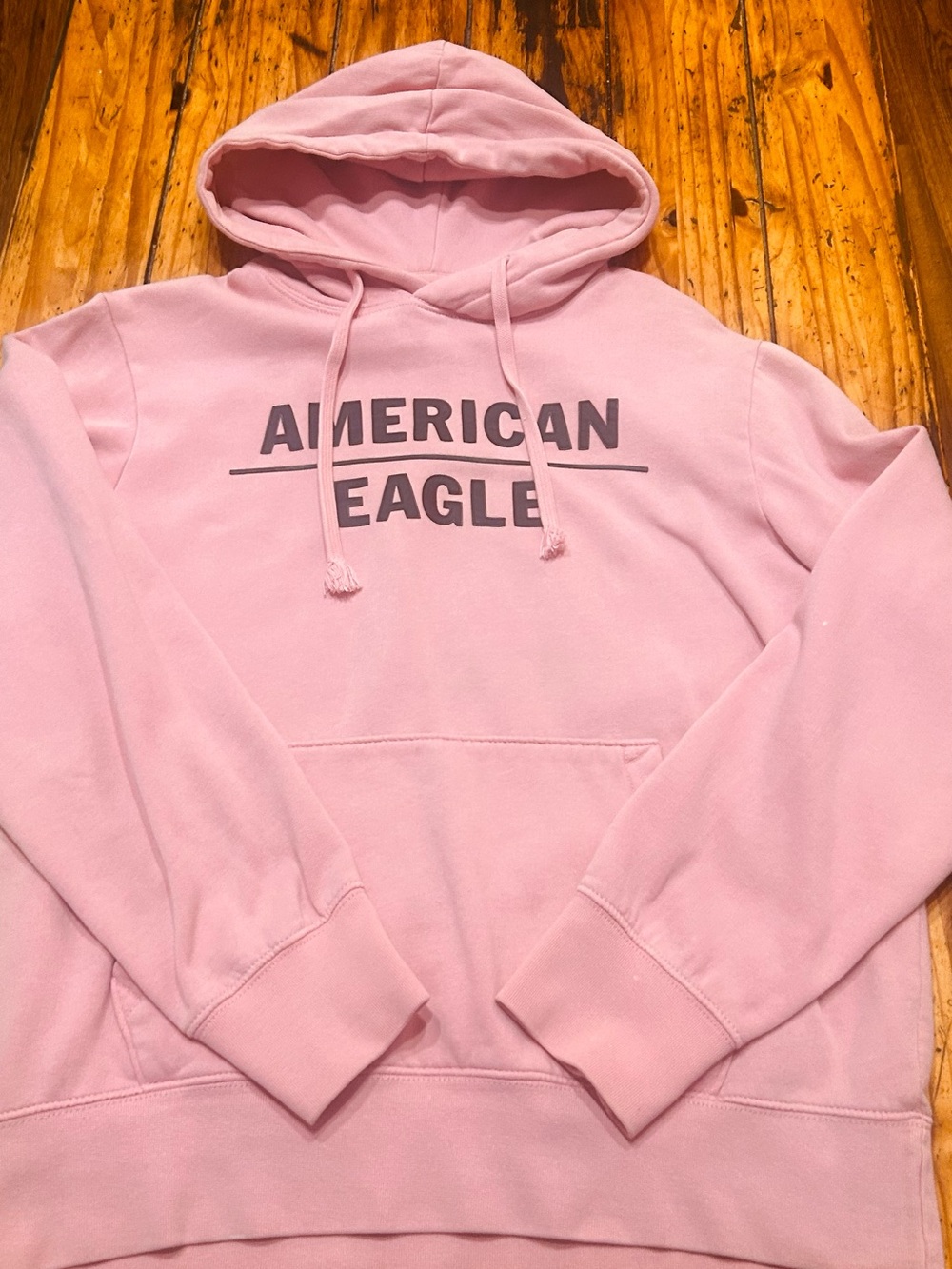 American Eagle Outfitters Pink Logo Pullover Hoodie